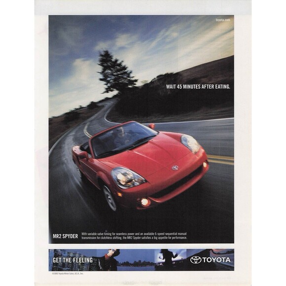 Toyota MR2 SPYDER Car 2002 Print Ad Pinup Poster vintage Convertible For Framing - Picture 1 of 1